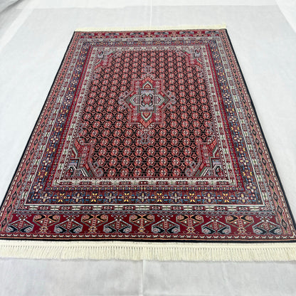 Luxurious Persian Rug 5 ft x 8 ft - Farsh Nagin Chaman Design in Red & Black - 1000 Reeds Acrylic Rug