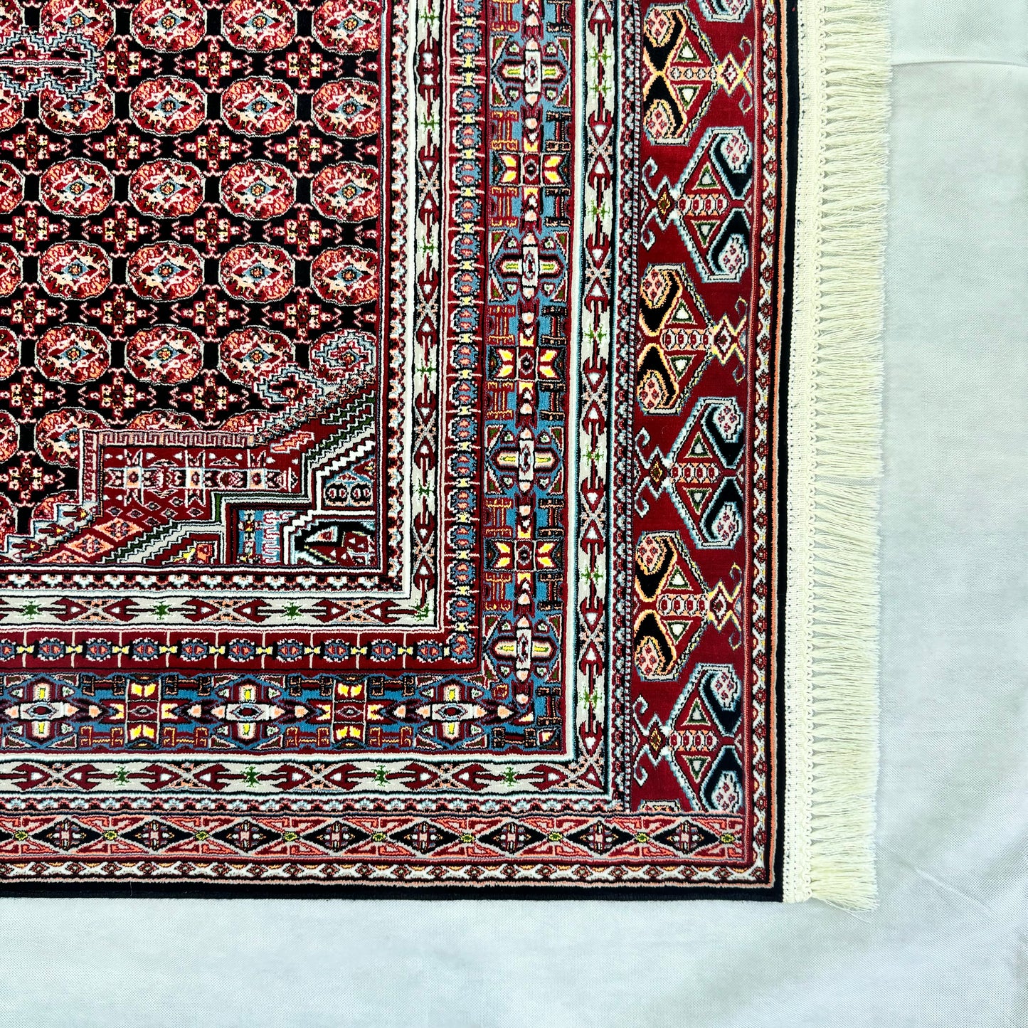 Luxurious Persian Rug 5 ft x 8 ft - Farsh Nagin Chaman Design in Red & Black - 1000 Reeds Acrylic Rug