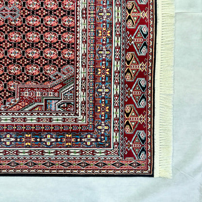 Luxurious Persian Rug 5 ft x 8 ft - Farsh Nagin Chaman Design in Red & Black - 1000 Reeds Acrylic Rug