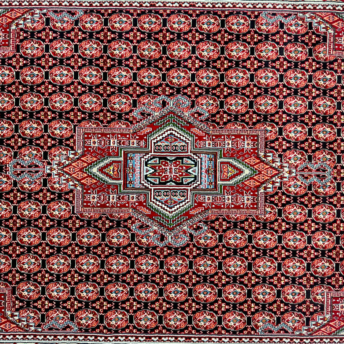 Luxurious Persian Rug 5 ft x 8 ft - Farsh Nagin Chaman Design in Red & Black - 1000 Reeds Acrylic Rug