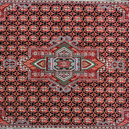 Luxurious Persian Rug 5 ft x 8 ft - Farsh Nagin Chaman Design in Red & Black - 1000 Reeds Acrylic Rug