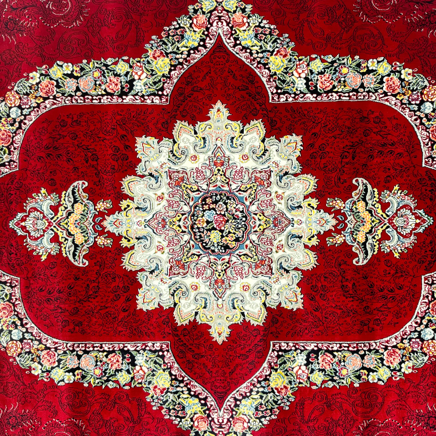 Luxurious Red Persian Rug 5 ft x 8 ft - 1000 Reeds - Farsh Nagin Chaman - Machine Made Acrylic