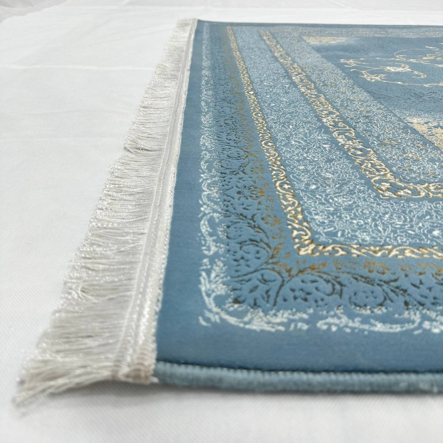 Luxurious Persian Rug 5ft x 8ft - Farsh Nagin Chaman Design in Blue & Gold - 1200 Reeds Acrylic Rug