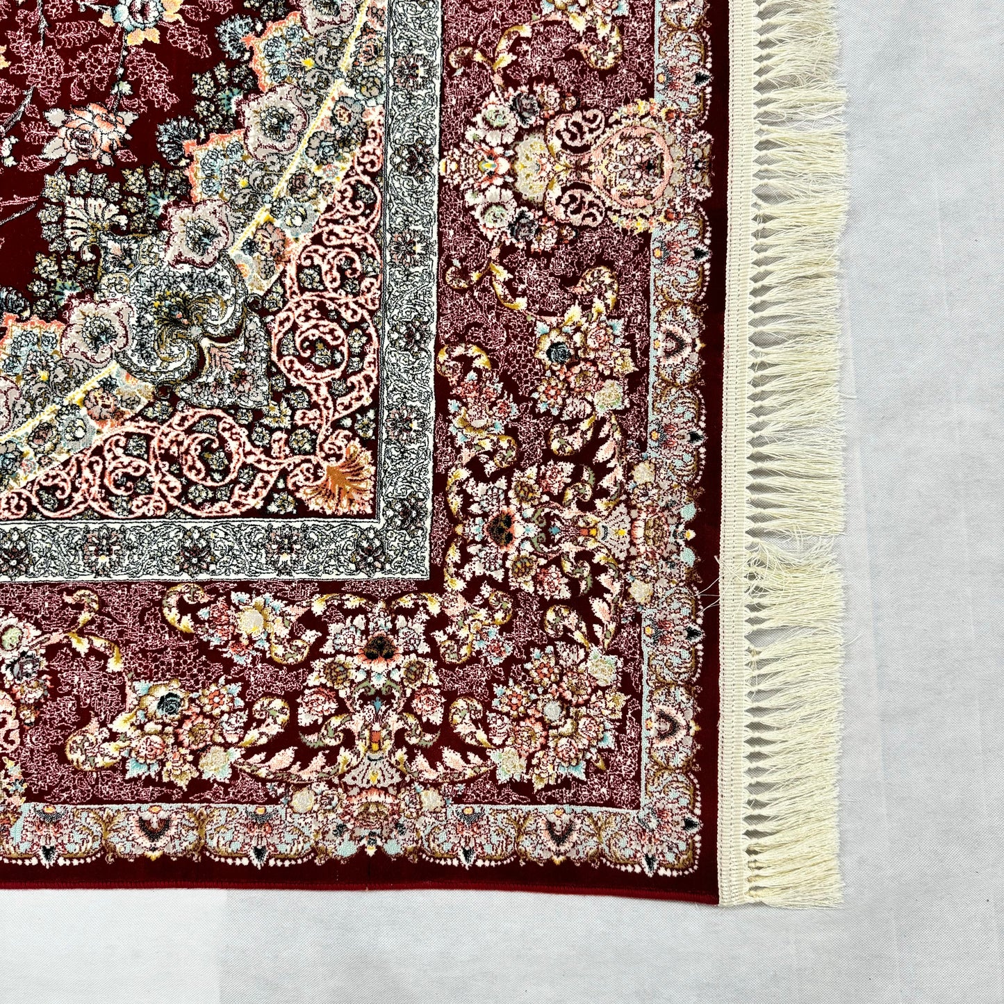 Luxurious Persian Rug 7 ft x 10 ft - Diako Design in Burgundy & Grey - 1200 Reeds Acrylic Rug