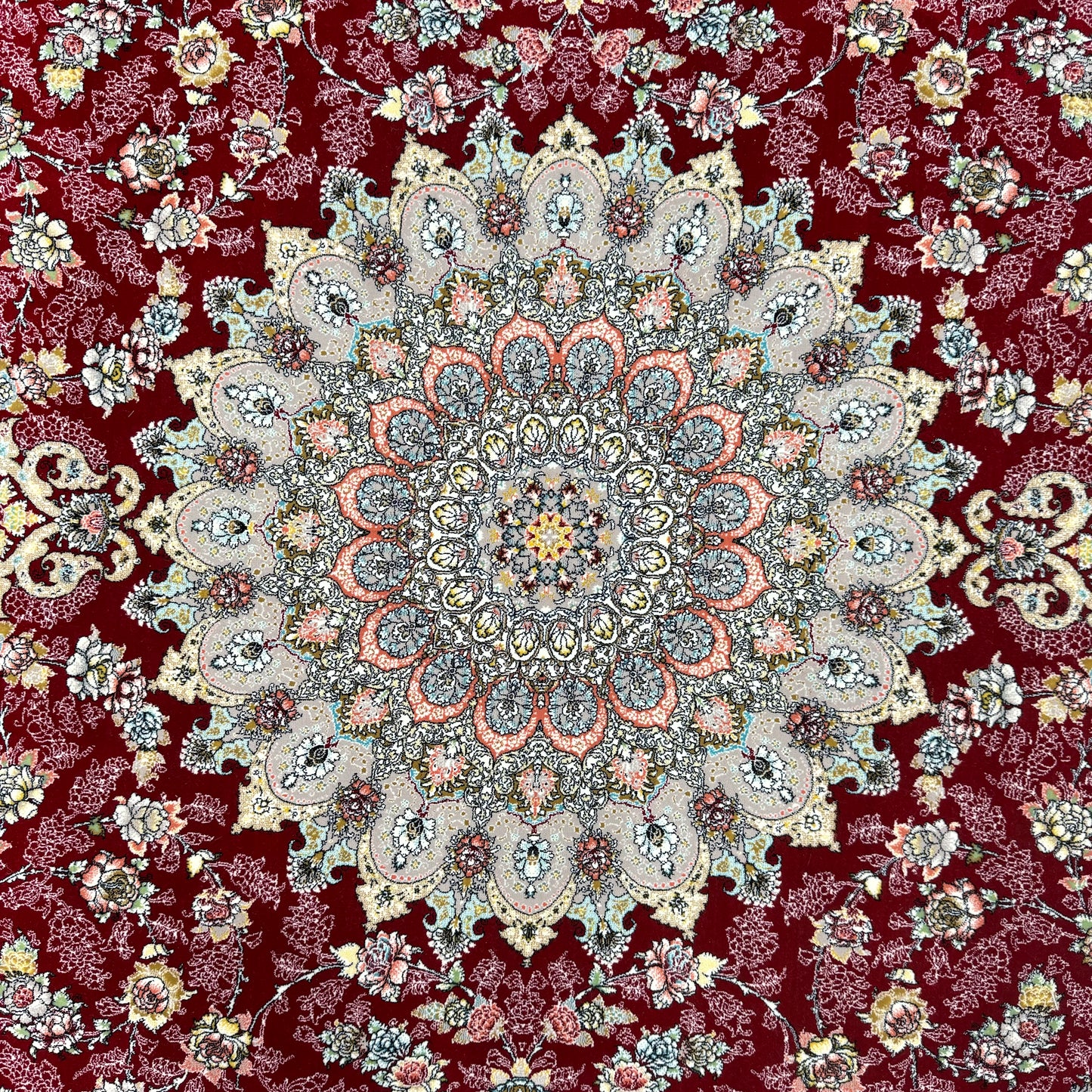 Luxurious Persian Rug 7 ft x 10 ft - Diako Design in Burgundy & Grey - 1200 Reeds Acrylic Rug