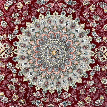 Luxurious Persian Rug 7 ft x 10 ft - Diako Design in Burgundy & Grey - 1200 Reeds Acrylic Rug