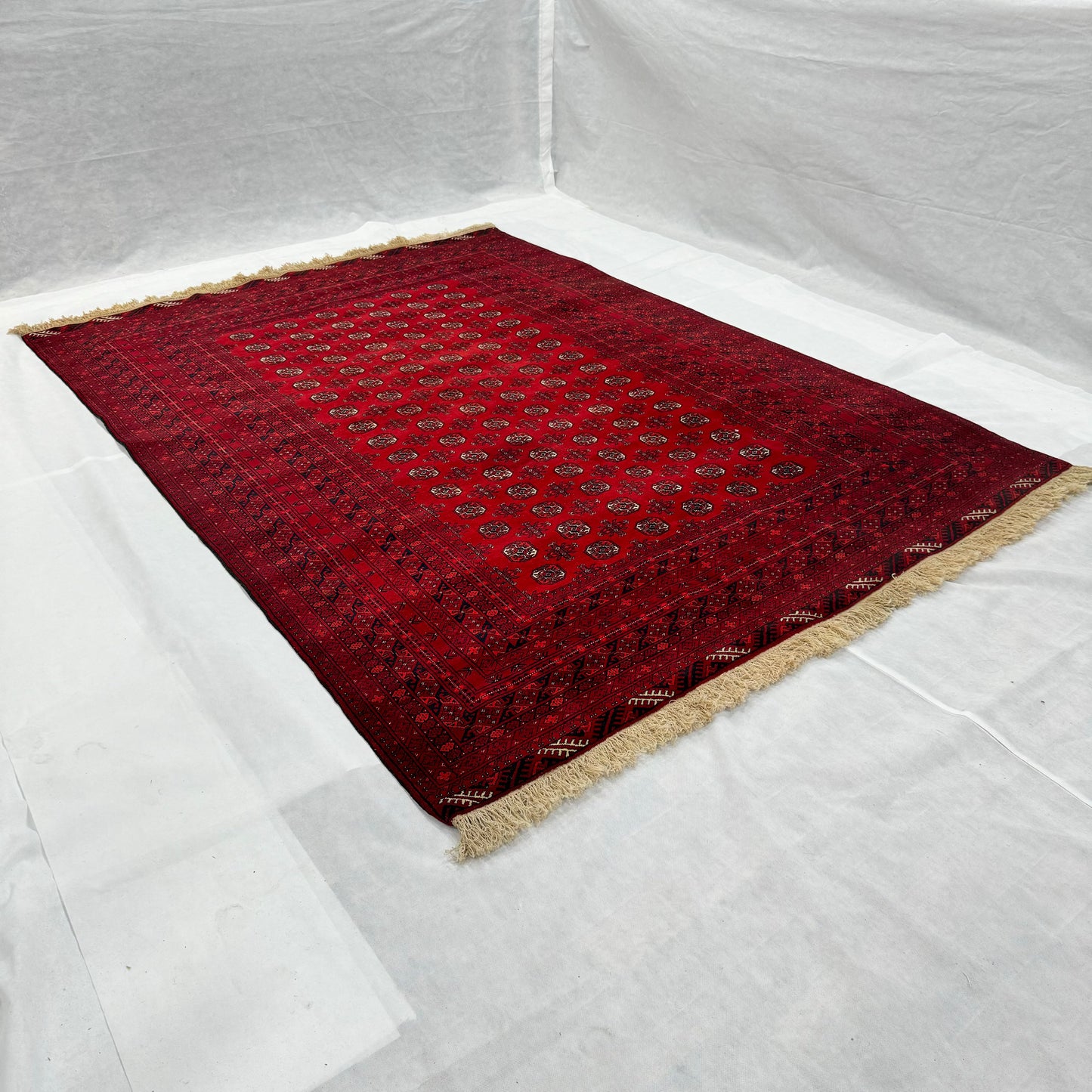 Bukhara Handmade Rug 7ft x 10ft - Luxurious Red Wine Wool Rug - Authentic Handwoven Afghan Craftsmanship