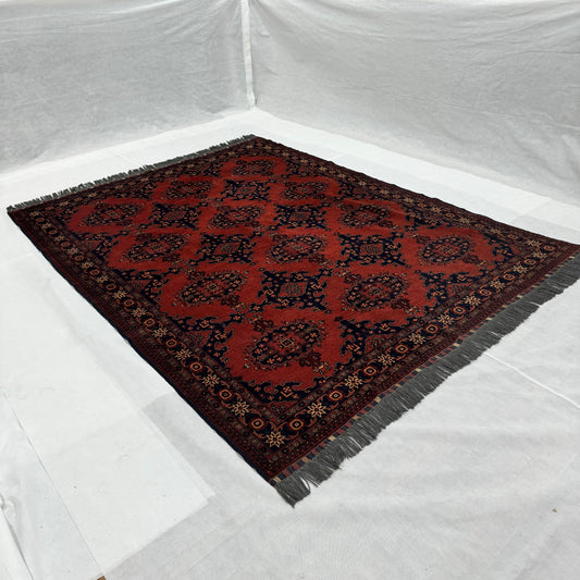 Khal Muhammadi Handmade Rug 7ft x 10ft - Luxurious Red Wine Wool Rug - Authentic Afghan Craftsmanship