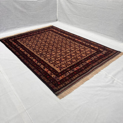 Handmade Afghan Wool Rug - 7 ft x 9 ft | Baluchi Vintage Design | Luxurious, Durable, Eco-Friendly