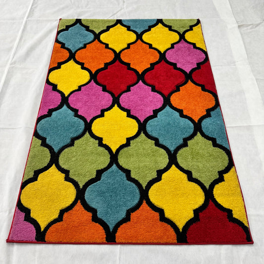 3 ft x 5 ft Turkish Rug - Istanbul Mosaic Collection - Multicolor Modern Luxury