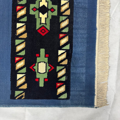 3 ft x 8 ft Persian Rug - Tabriz Horizon Collection - Blue Tribal Geometric Runner