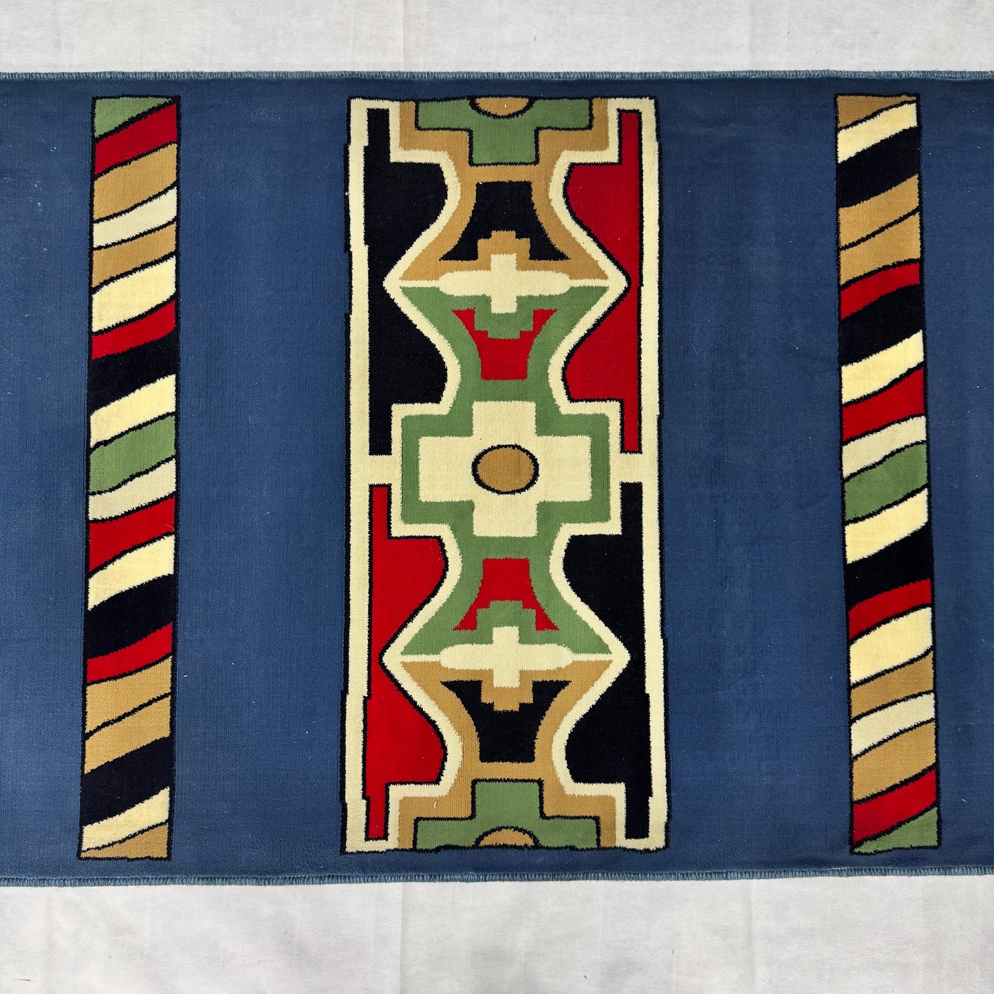 3 ft x 8 ft Persian Rug - Tabriz Horizon Collection - Blue Tribal Geometric Runner