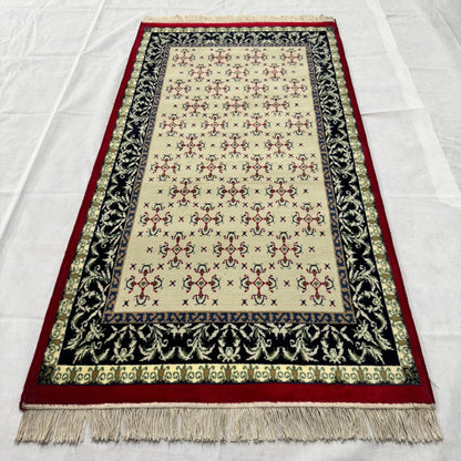 3 ft x 6 ft Persian Rug - Shiraz Elegance Collection - Ivory with Red & Black Border