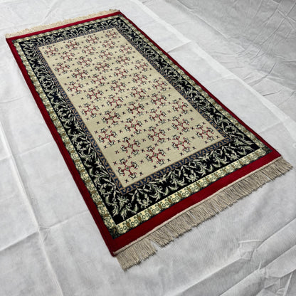 3 ft x 6 ft Persian Rug - Shiraz Elegance Collection - Ivory with Red & Black Border