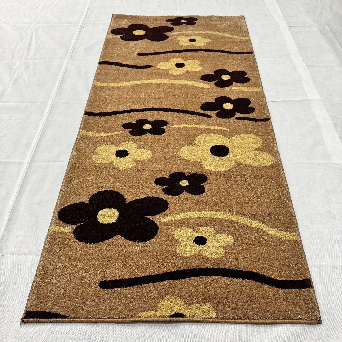3 ft x 7 ft Persian Rug - Isfahan Bloom Collection - Brown Floral Runner