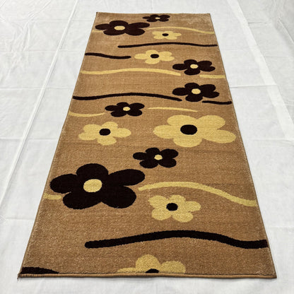 3 ft x 7 ft Persian Rug - Isfahan Bloom Collection - Brown Floral Runner