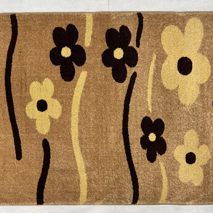 3 ft x 7 ft Persian Rug - Isfahan Bloom Collection - Brown Floral Runner