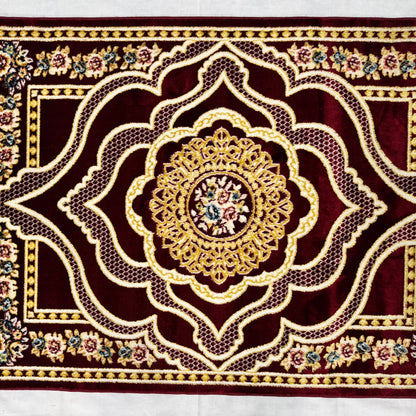 4 ft x 6 ft Persian Rug - Qom Royal Collection - Maroon & Gold Floral Medallion Design