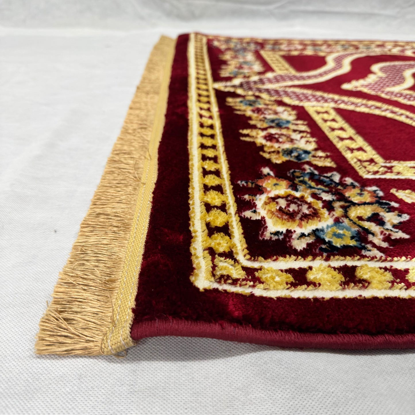 4 ft x 6 ft Persian Rug - Qom Royal Collection - Maroon & Gold Floral Medallion Design