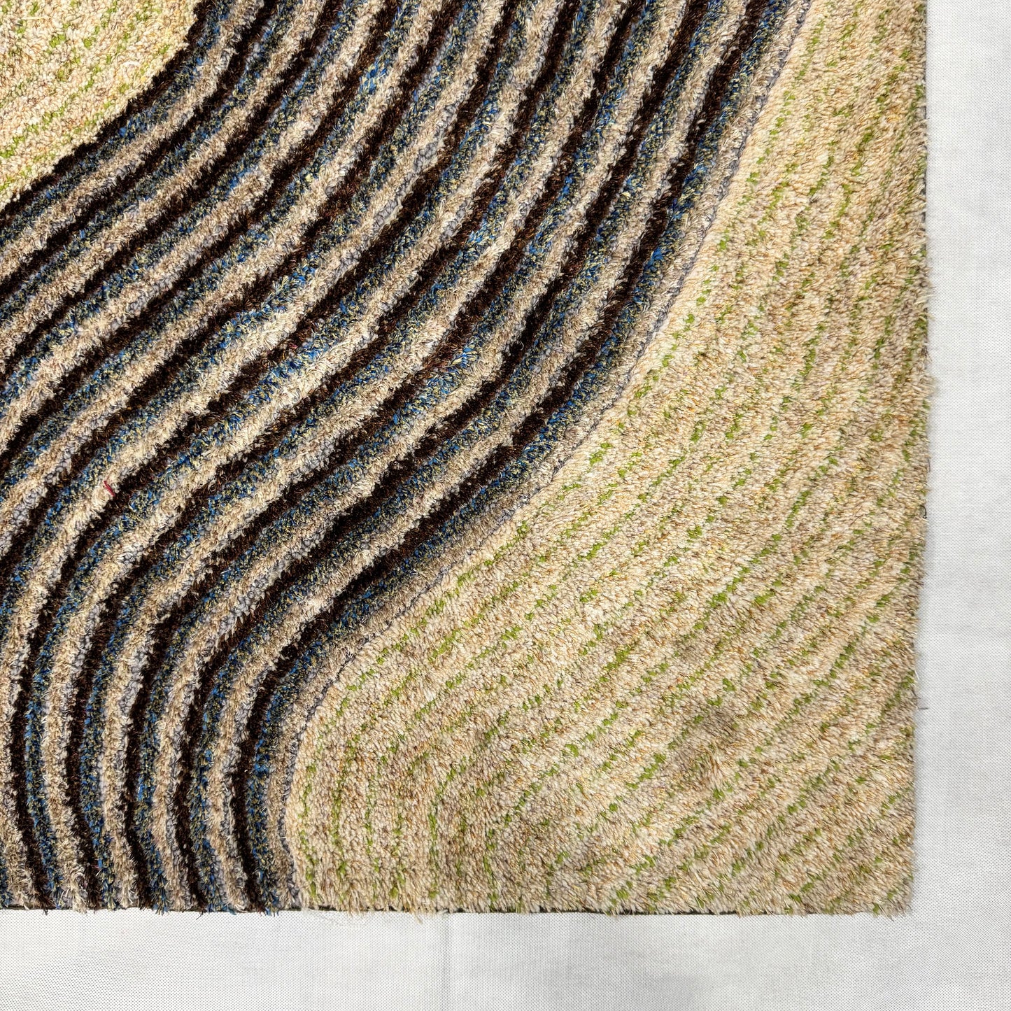 4 ft x 6 ft Turkish Shaggy Rug - Bodrum Waves Collection - Beige & Brown Textured Design