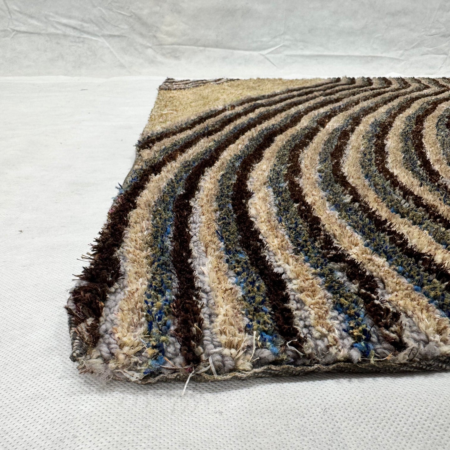4 ft x 6 ft Turkish Shaggy Rug - Bodrum Waves Collection - Beige & Brown Textured Design