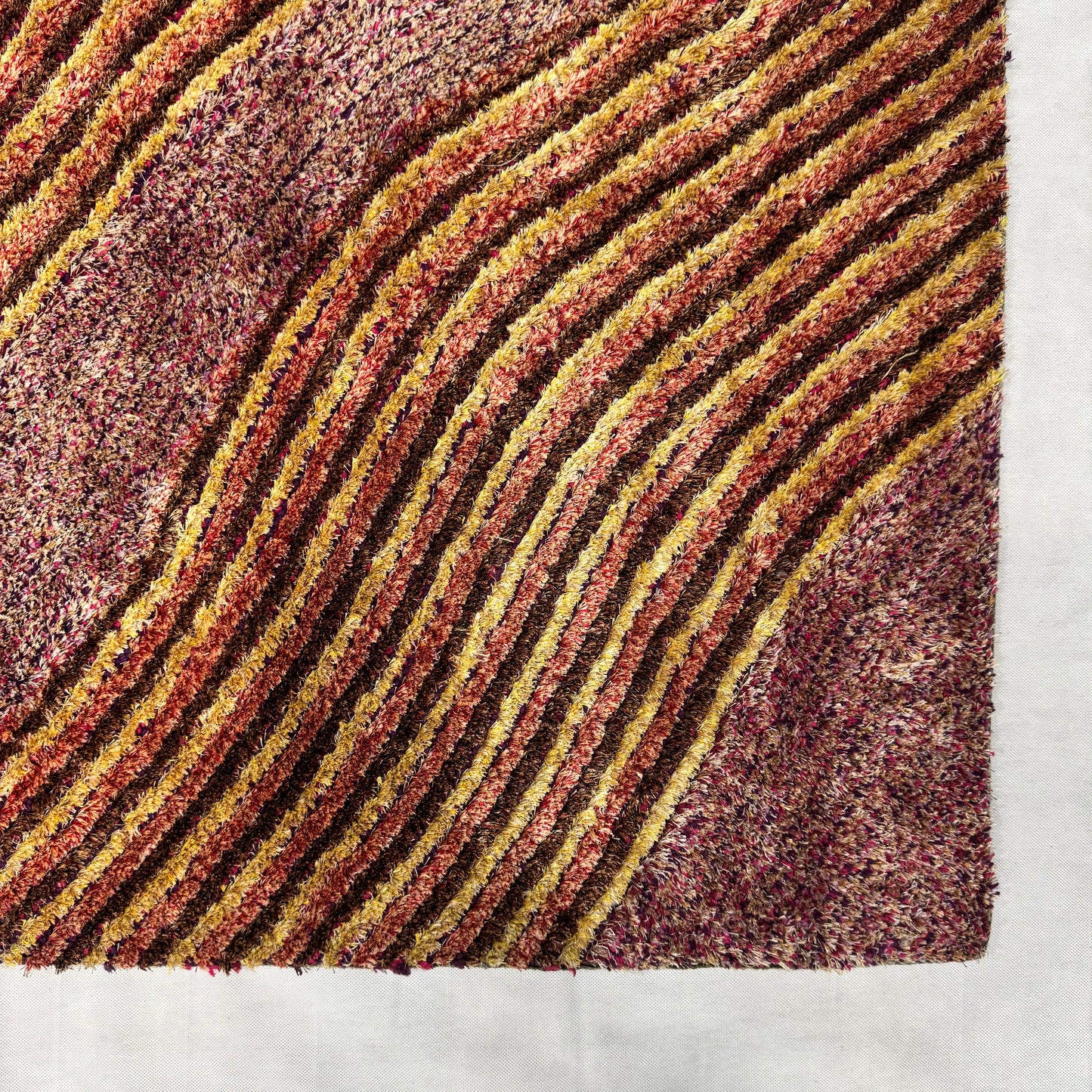 4 ft x 6 ft Turkish Shaggy Rug - Cappadocia Dunes Collection - Red & Gold Wave Design