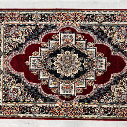 4 ft x 6 ft Persian Rug - Shiraz Majesty Collection - 1000 Reeds - Red & Black Floral Medallion