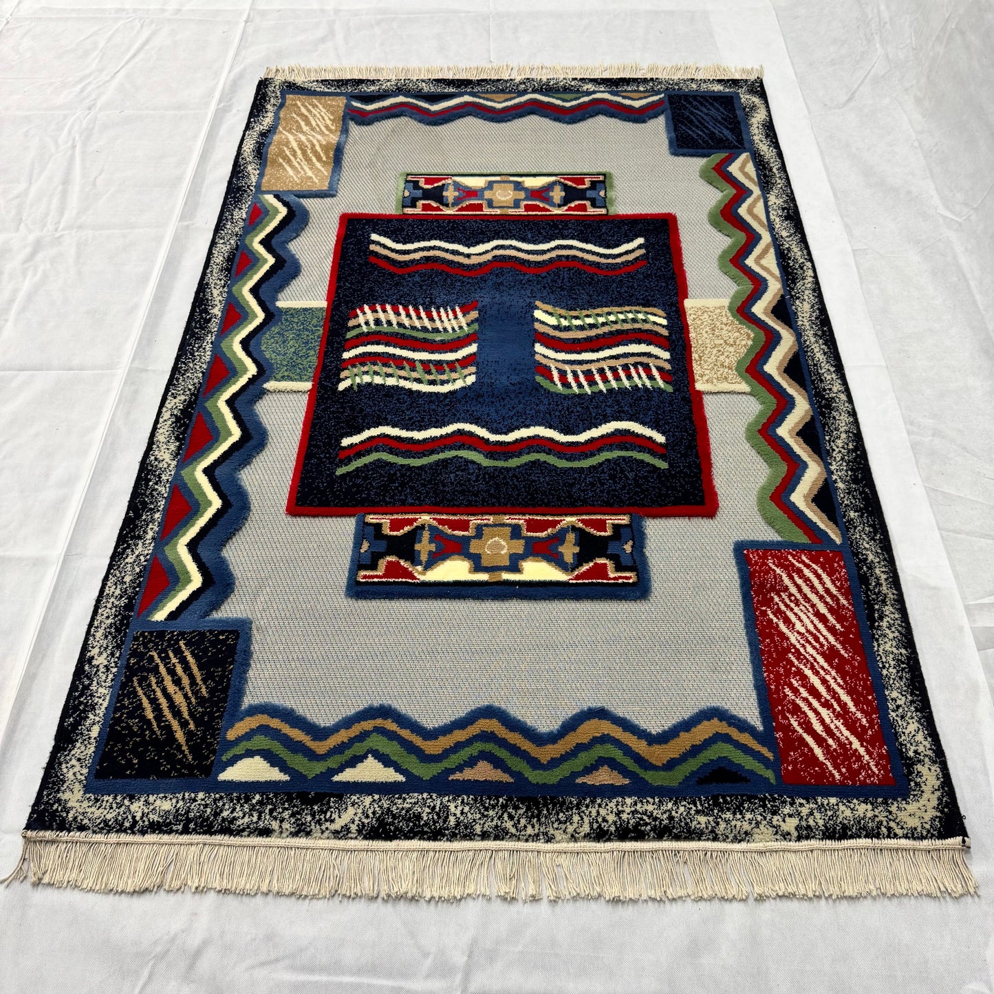 4.5 ft x 6.5 ft Persian Rug - Tabriz Essence Collection - 500 Reeds - Multicolor Geometric Design