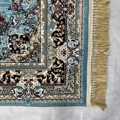 5 ft x 8 ft Persian Rug - Kashan Grace Collection - 500 Reeds - Blue Medallion Traditional Design