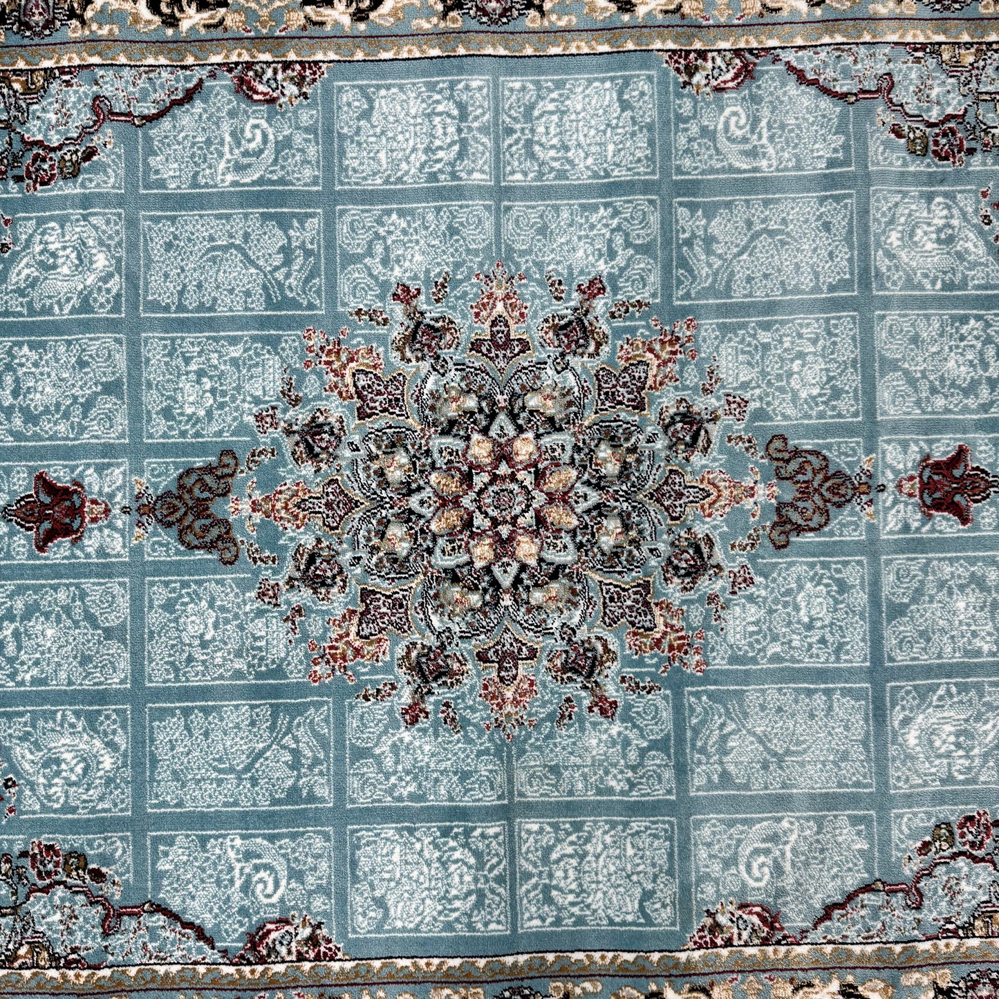 5 ft x 8 ft Persian Rug - Kashan Grace Collection - 500 Reeds - Blue Medallion Traditional Design
