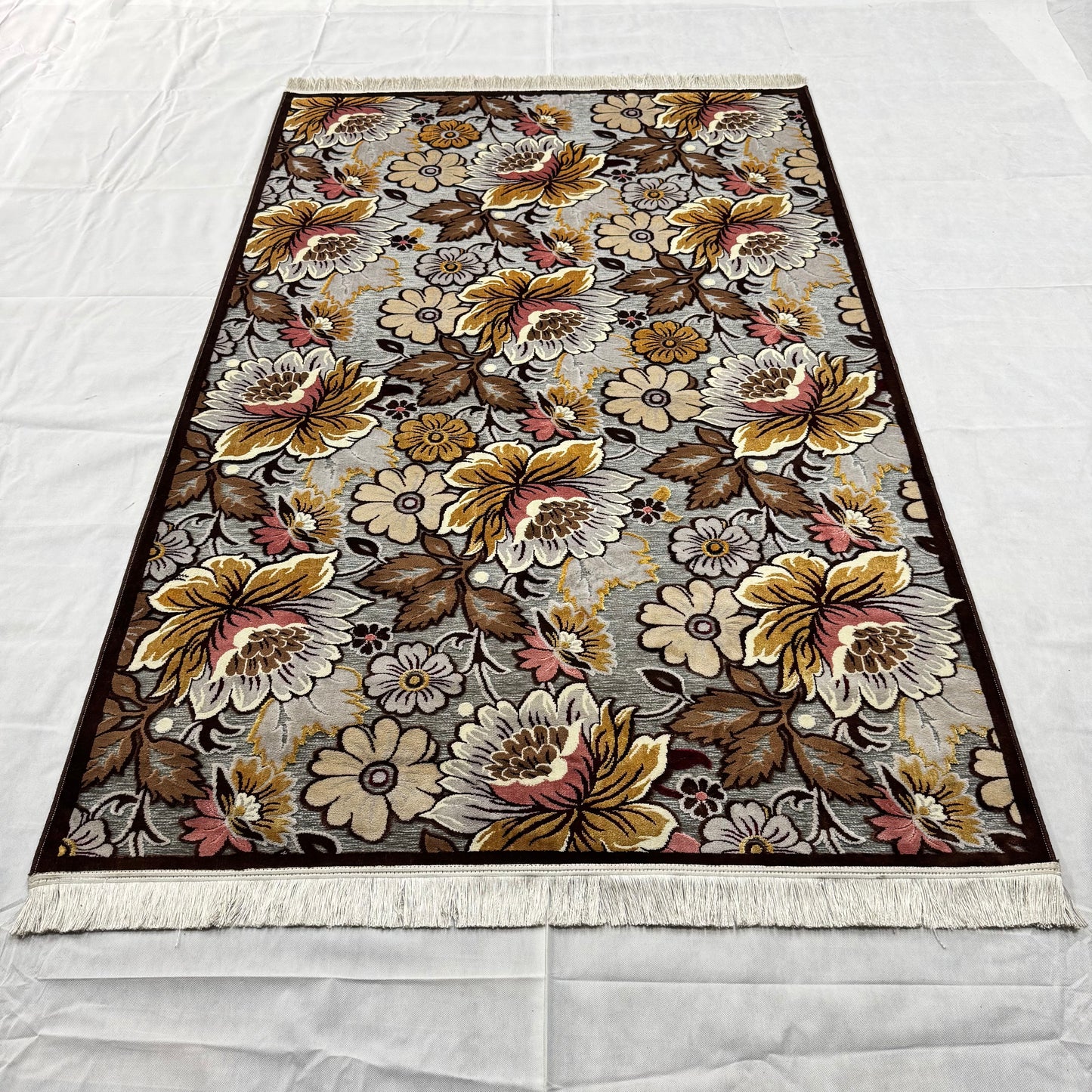 5 ft x 8 ft Persian Silky Rug - Nain Blossom Collection - Multicolor Floral Luxury Carpet