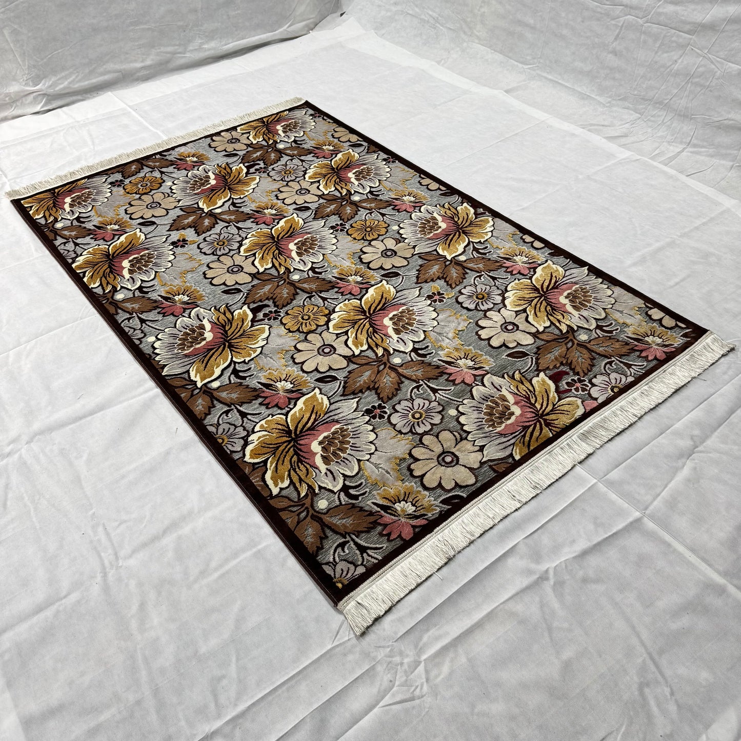5 ft x 8 ft Persian Silky Rug - Nain Blossom Collection - Multicolor Floral Luxury Carpet
