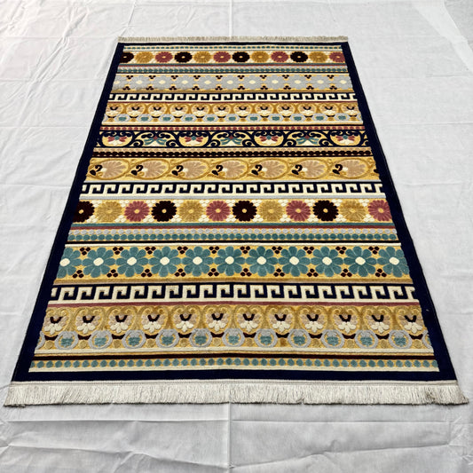 5 ft x 8 ft Persian Silky Rug - Kashan Harmony Collection - Multicolor Geometric Floral Design