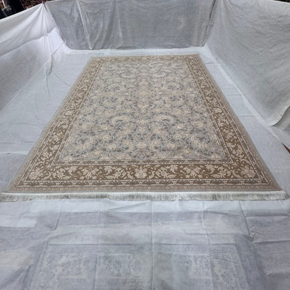 10 ft x 13 ft Persian Rug – Beheshti Tabraiz Collection, Silk, Beige & Grey