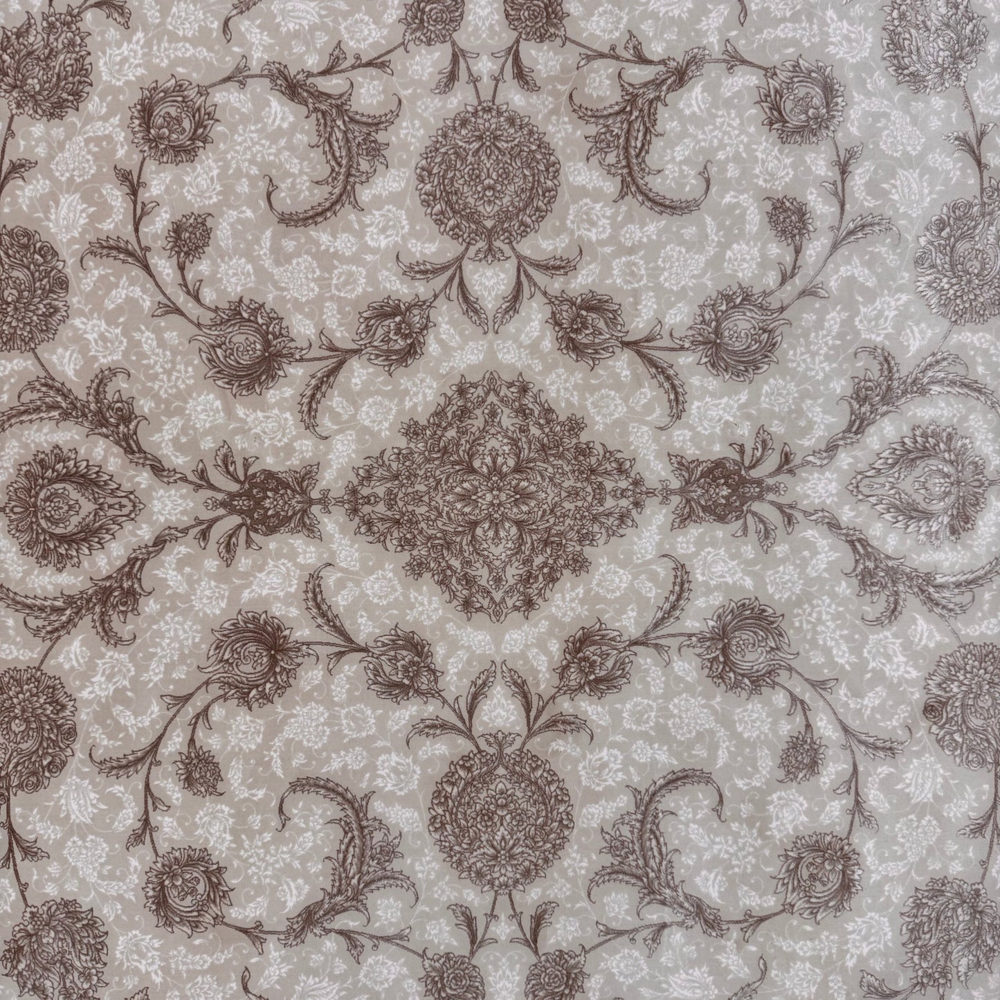 10 ft x 13 ft Persian Rug – Beheshti Tabraiz Collection, Silk, Cream & Brown