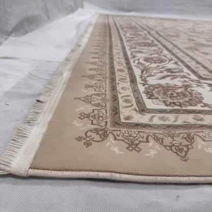 10 ft x 13 ft Persian Rug – Beheshti Tabraiz Collection, Silk, Cream & Brown