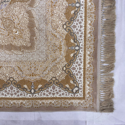 8x11 ft Persian Rug - Shajarkar Collection - Beige Silk Machine-Made Luxury