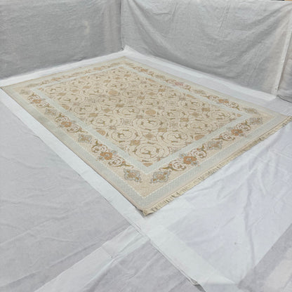 8x11 ft Persian Rug - Beheshti Tabraiz Collection - Ivory Silk Luxury Machine-Made