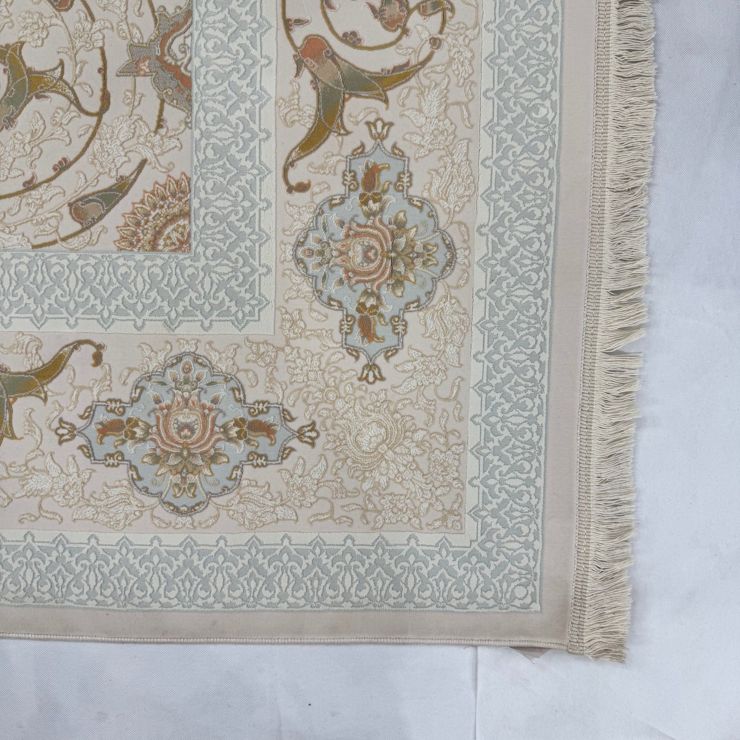 8x11 ft Persian Rug - Beheshti Tabraiz Collection - Ivory Silk Luxury Machine-Made