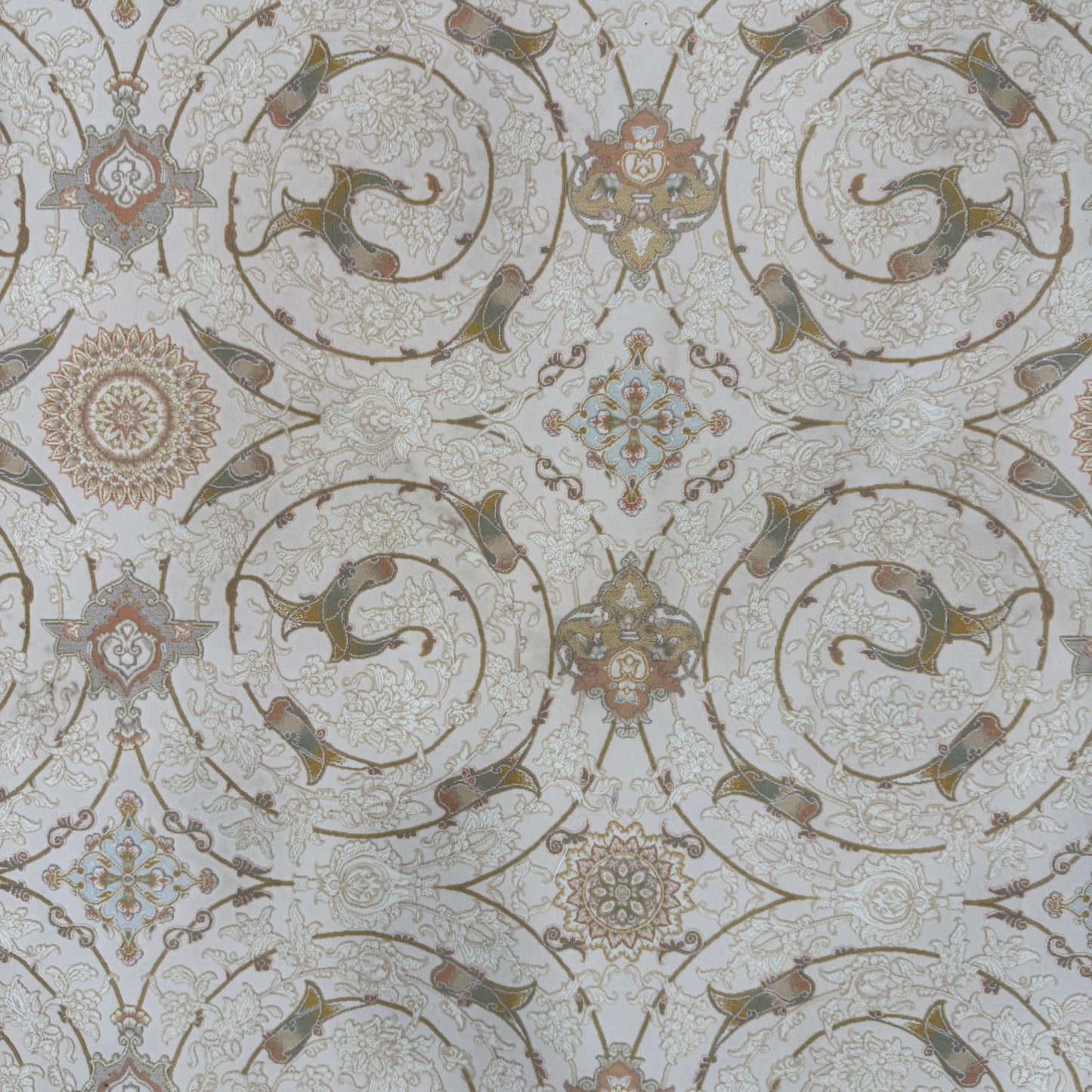 8x11 ft Persian Rug - Beheshti Tabraiz Collection - Ivory Silk Luxury Machine-Made