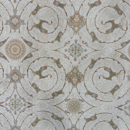 8x11 ft Persian Rug - Beheshti Tabraiz Collection - Ivory Silk Luxury Machine-Made