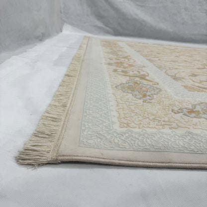 8x11 ft Persian Rug - Beheshti Tabraiz Collection - Ivory Silk Luxury Machine-Made