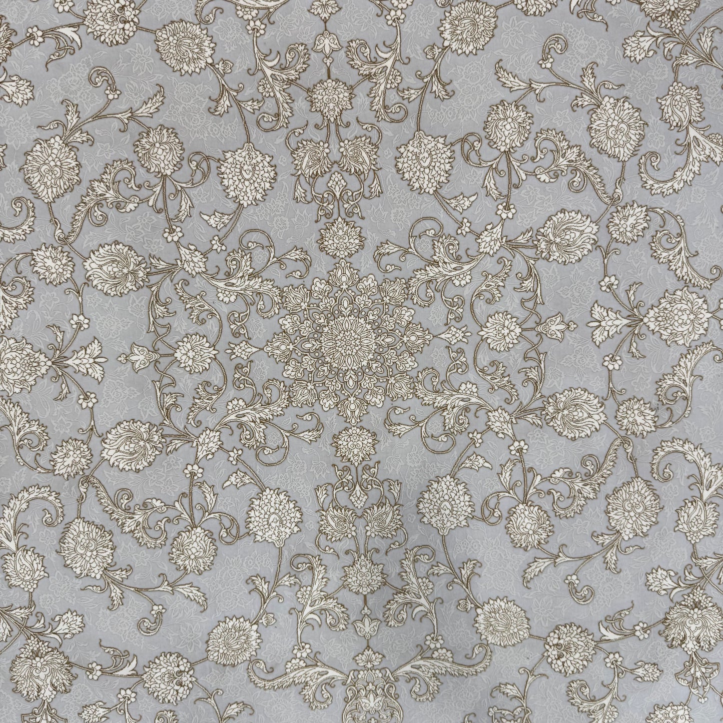 8x11 ft Persian Rug - Beheshti Tabraiz Collection - Cream Silk Luxury Machine-Made