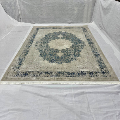 8x11 ft Persian Rug - Beheshti Tabraiz Collection - Blue Silk Luxury Machine-Made