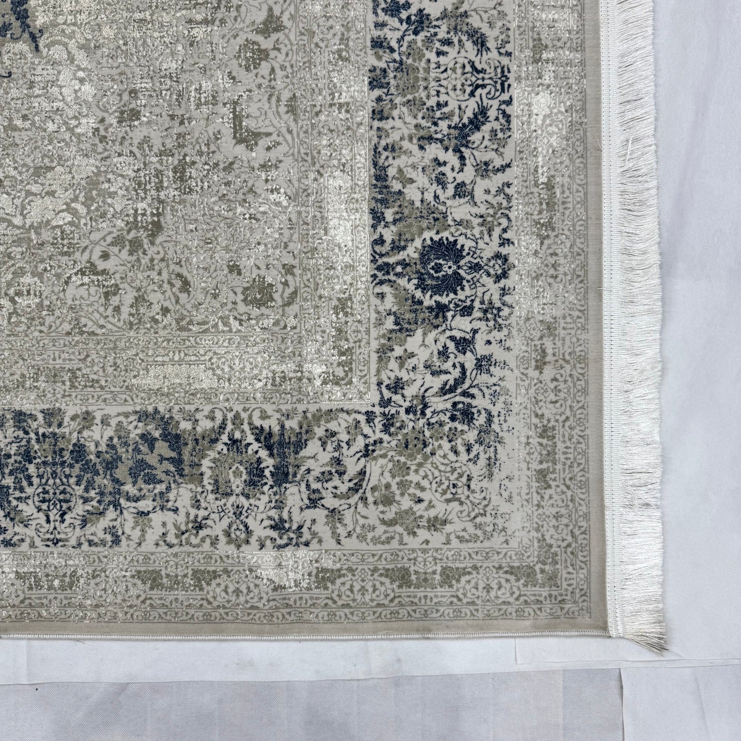 8x11 ft Persian Rug - Beheshti Tabraiz Collection - Blue Silk Luxury Machine-Made