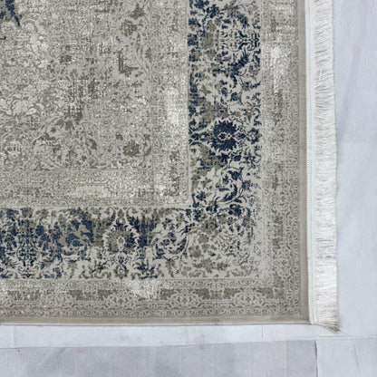 8x11 ft Persian Rug - Beheshti Tabraiz Collection - Blue Silk Luxury Machine-Made