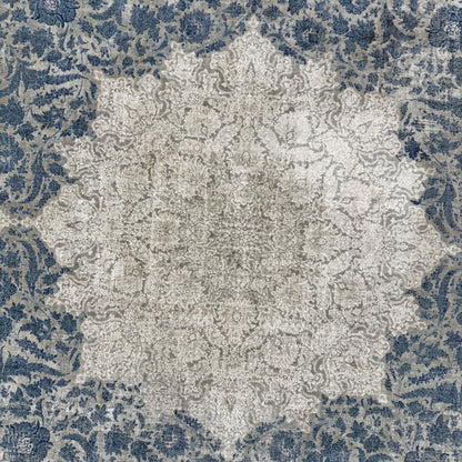 8x11 ft Persian Rug - Beheshti Tabraiz Collection - Blue Silk Luxury Machine-Made