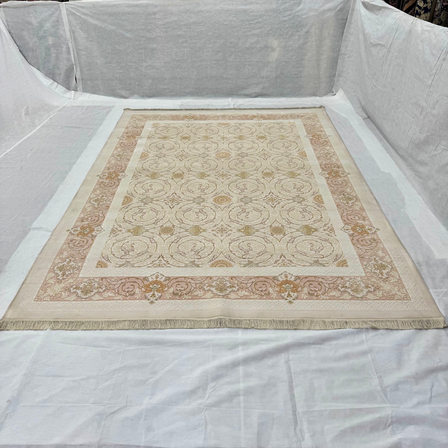 8x11 ft Persian Rug - Beheshti Tabraiz Collection - Peach Silk Luxury Machine-Made