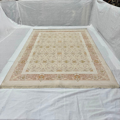 8x11 ft Persian Rug - Beheshti Tabraiz Collection - Peach Silk Luxury Machine-Made