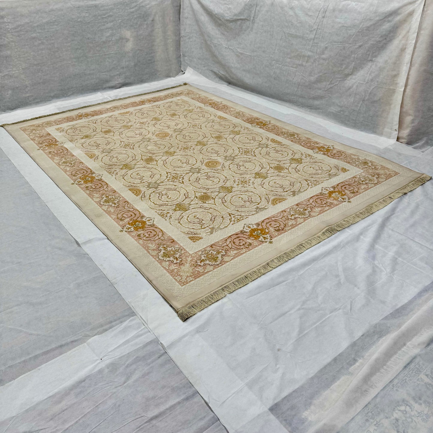 8x11 ft Persian Rug - Beheshti Tabraiz Collection - Peach Silk Luxury Machine-Made